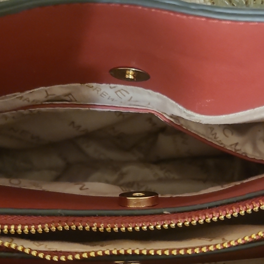 Marc New York Red Leather Satchel with Gold Hardware - Picture 8 of 14